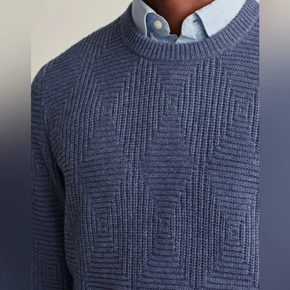 BONOBOS Diamond Stitch Crew Neck Sweater Wool Alpaca Size XS BLUE - Picture 2 of 9